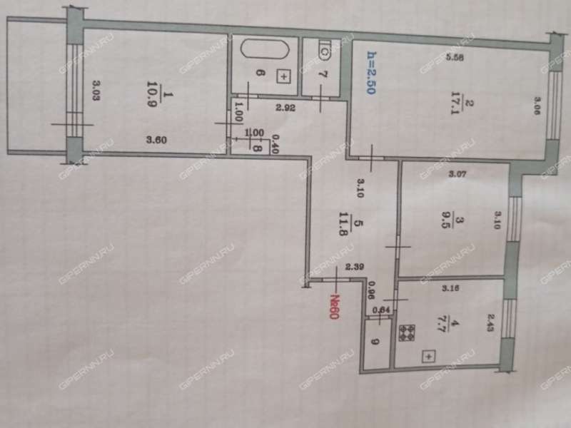 трёхкомнатная квартира в Центральном микрорайоне дом 9 город Выкса