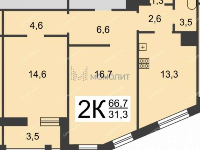 двухкомнатная квартира на улице Богдановича дом 2/27