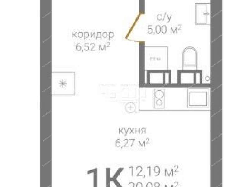однокомнатная квартира в новостройке на Казанском шоссе