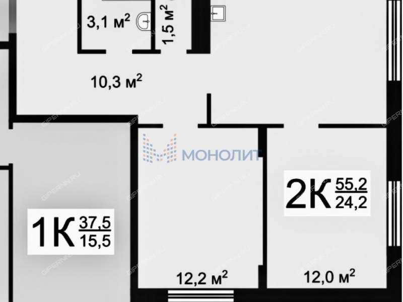 двухкомнатная квартира на улице Новокузнечихинская дом 6