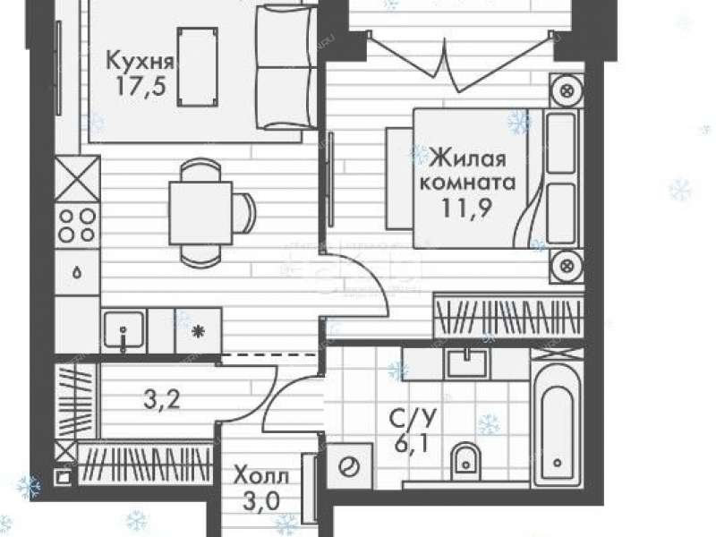 однокомнатная квартира в новостройке на Черниговской улице