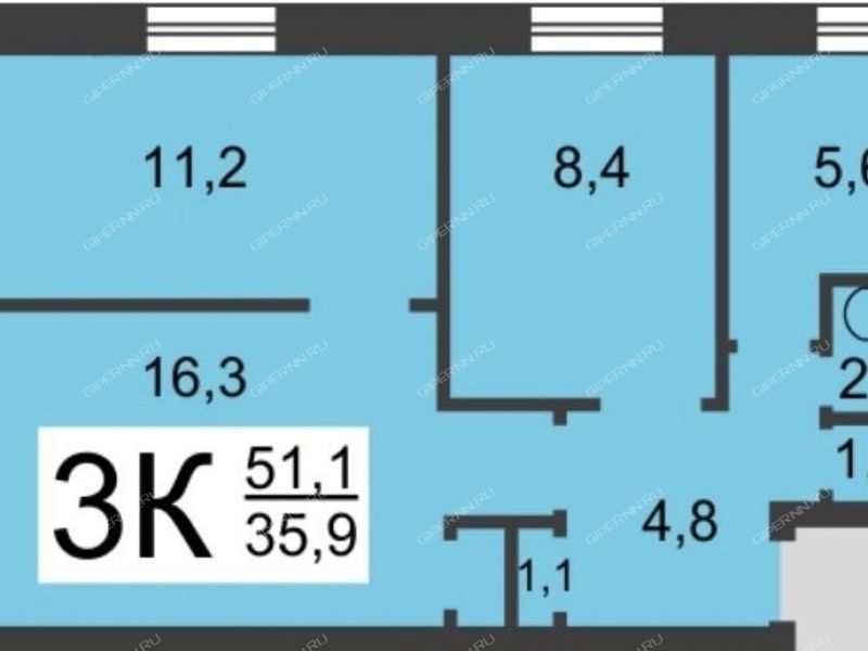 трёхкомнатная квартира на Литературной улице дом 20а