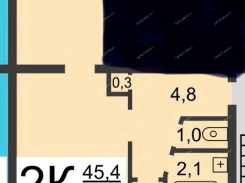 двухкомнатная квартира в микрорайоне Щербинки 1-й дом 10Б