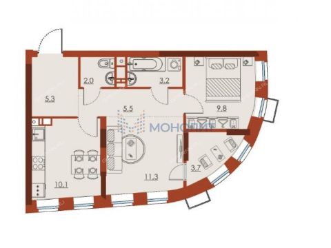 2-komnatnaya-ul-oktyabrskoy-revolyucii-56 фото