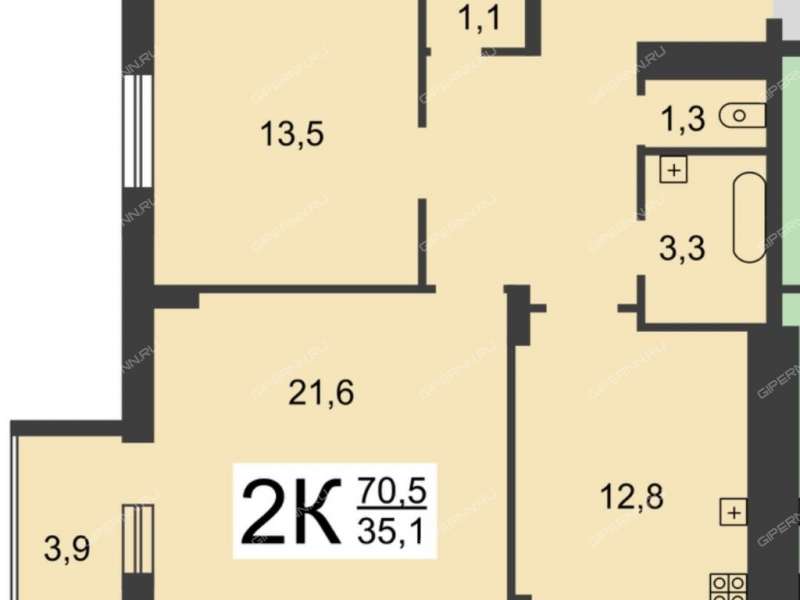 двухкомнатная квартира на улице Бориса Панина дом 5  к6