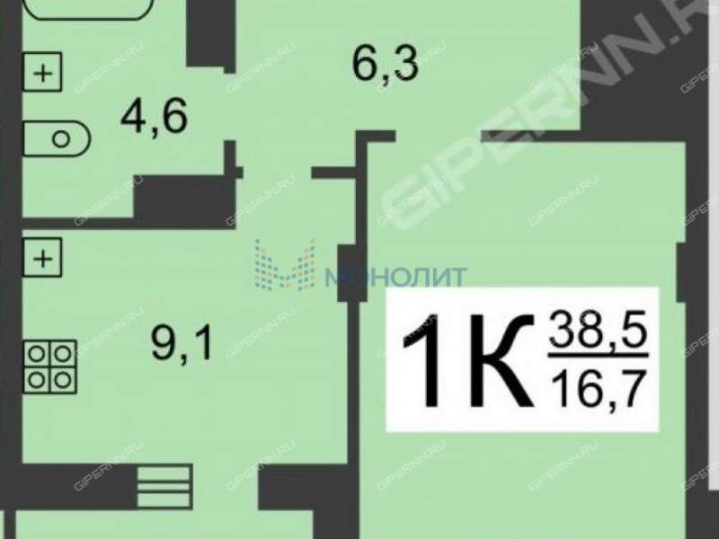 однокомнатная квартира на Окской улице дом 3