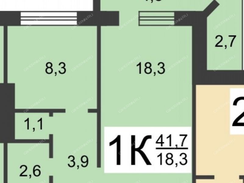однокомнатная квартира на Народной улице дом 37