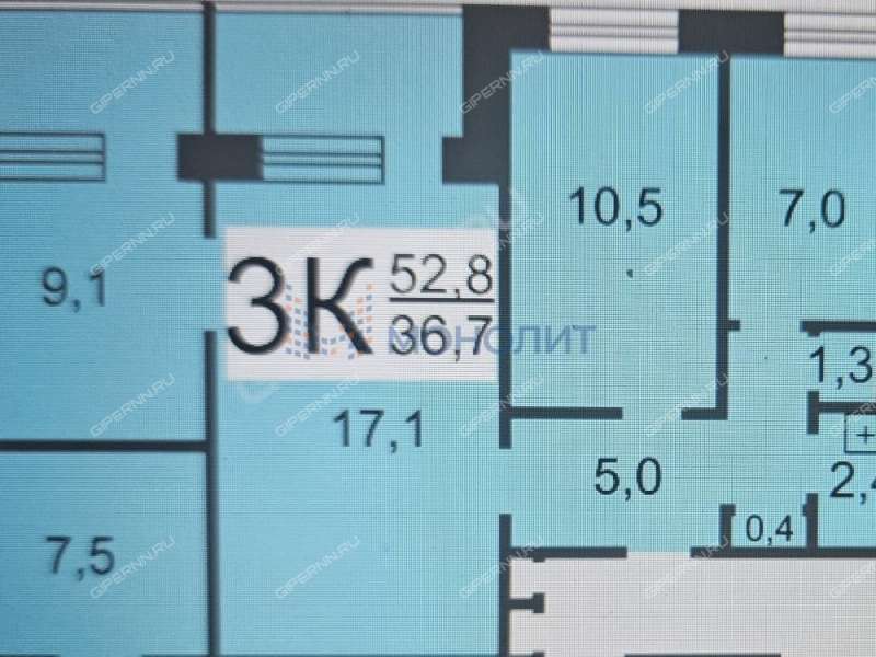 трёхкомнатная квартира на Ковалихинской улице дом 95А