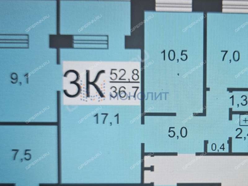 трёхкомнатная квартира на Ковалихинской улице дом 95а