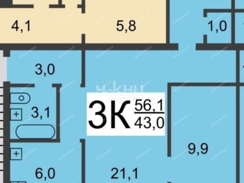 трёхкомнатная квартира на проспекте Ленина дом 10а