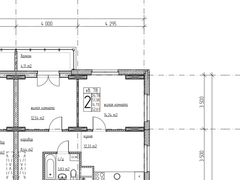 двухкомнатная квартира в новостройке на 2-й Оранжерейной улице дом 4А к1
