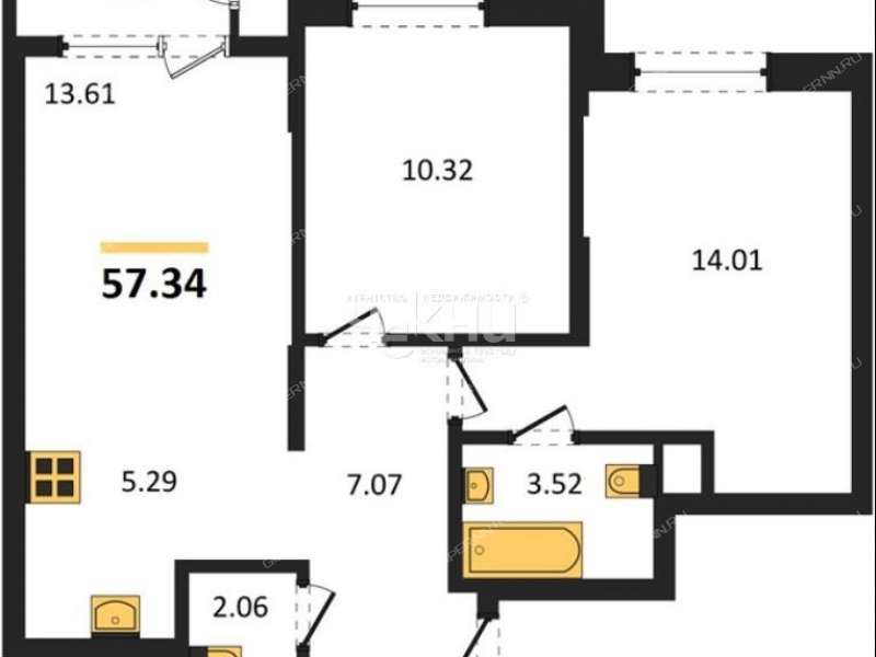 двухкомнатная квартира в новостройке на Черниговской улице