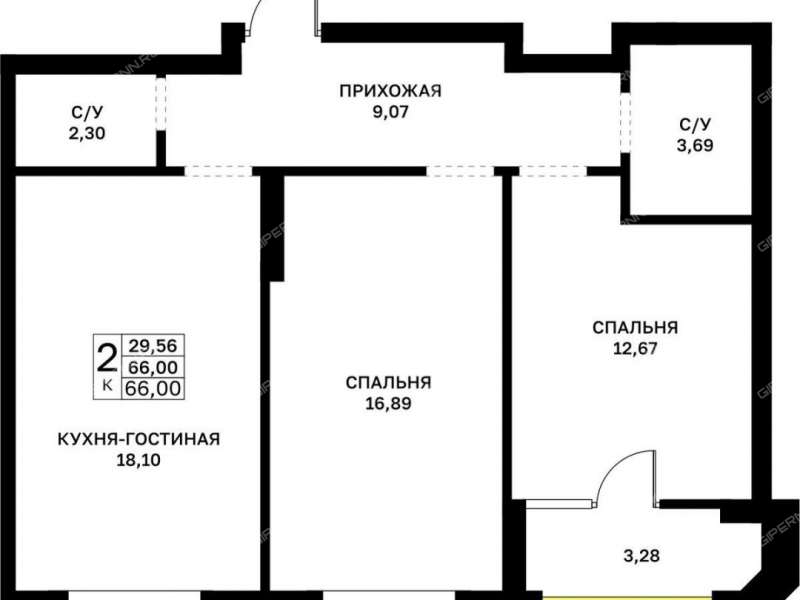 двухкомнатная квартира в границах улиц Страж Революции, Гвардейцев, 50-летия Победы, Евгения Никонова, 17