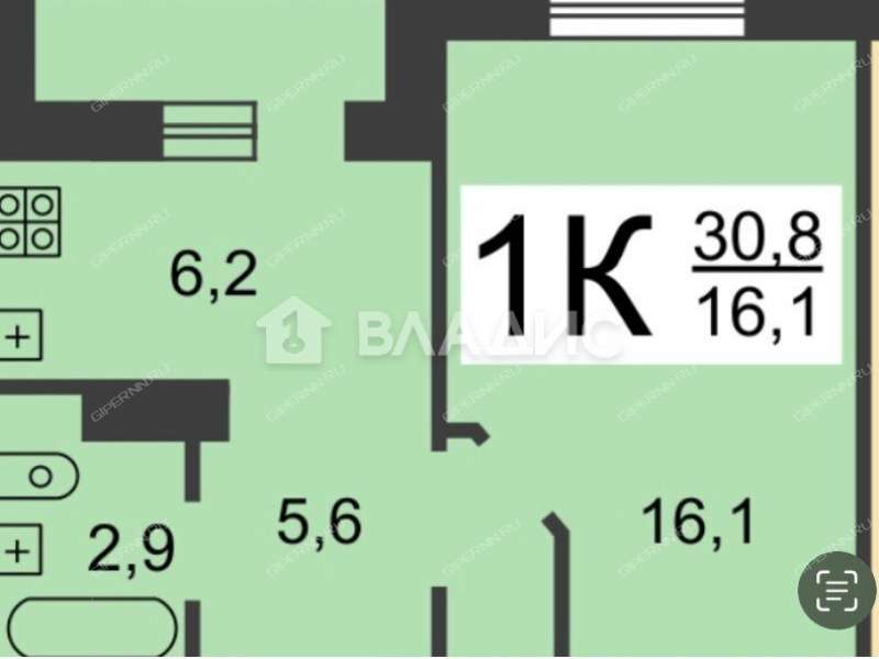 однокомнатная квартира на улице Спутника дом 34